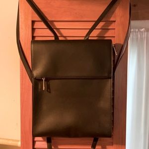 Black leather fashion backpack